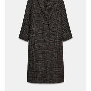 Zara Charcoal Plaid Pea Coat